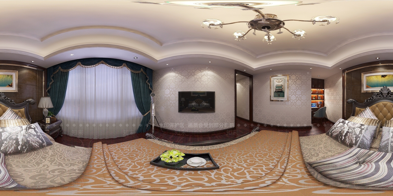 美式卧室3D模型下载【ID:1194048187】