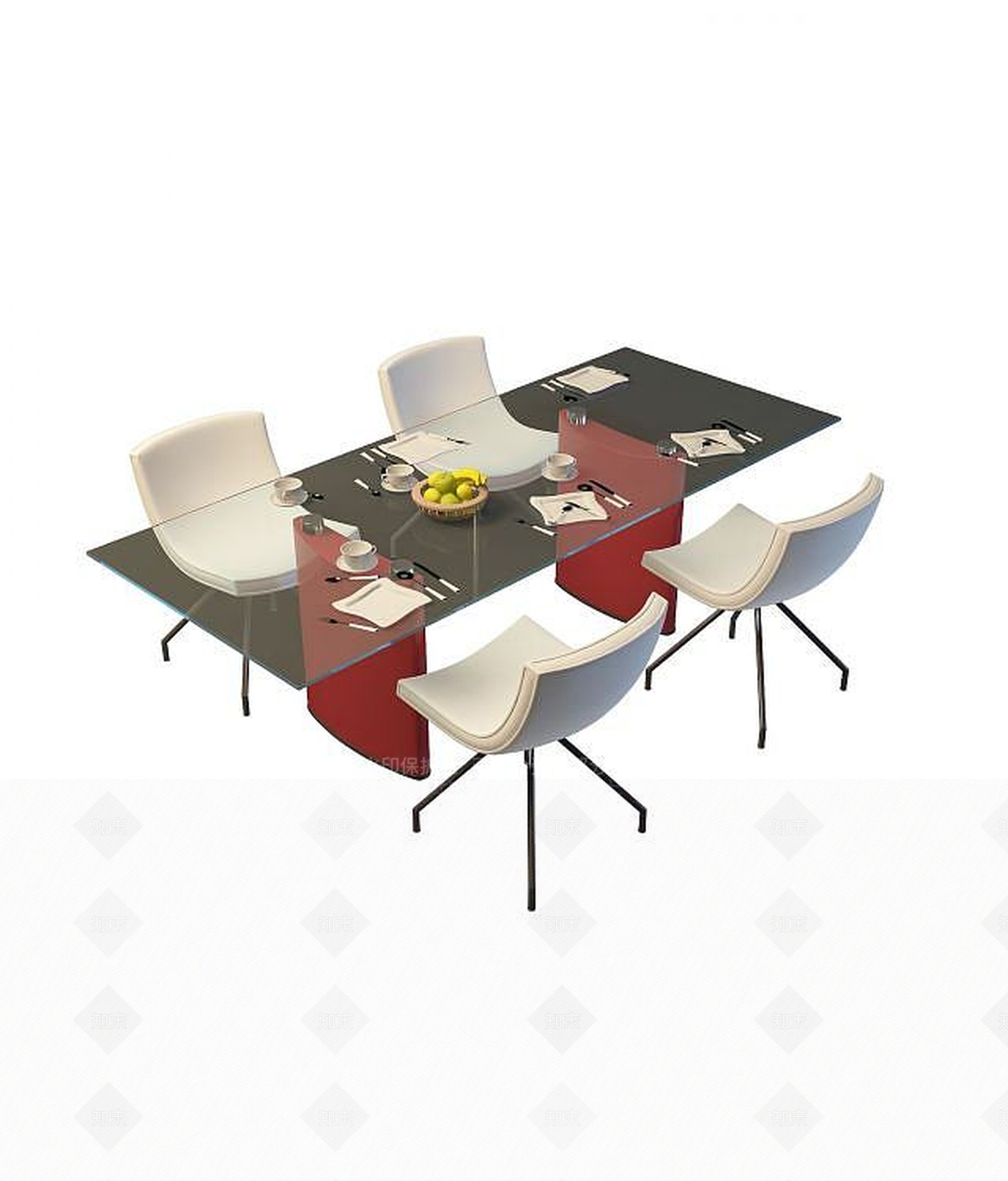 现代客厅四人餐桌椅3D模型下载【ID:1194048204】