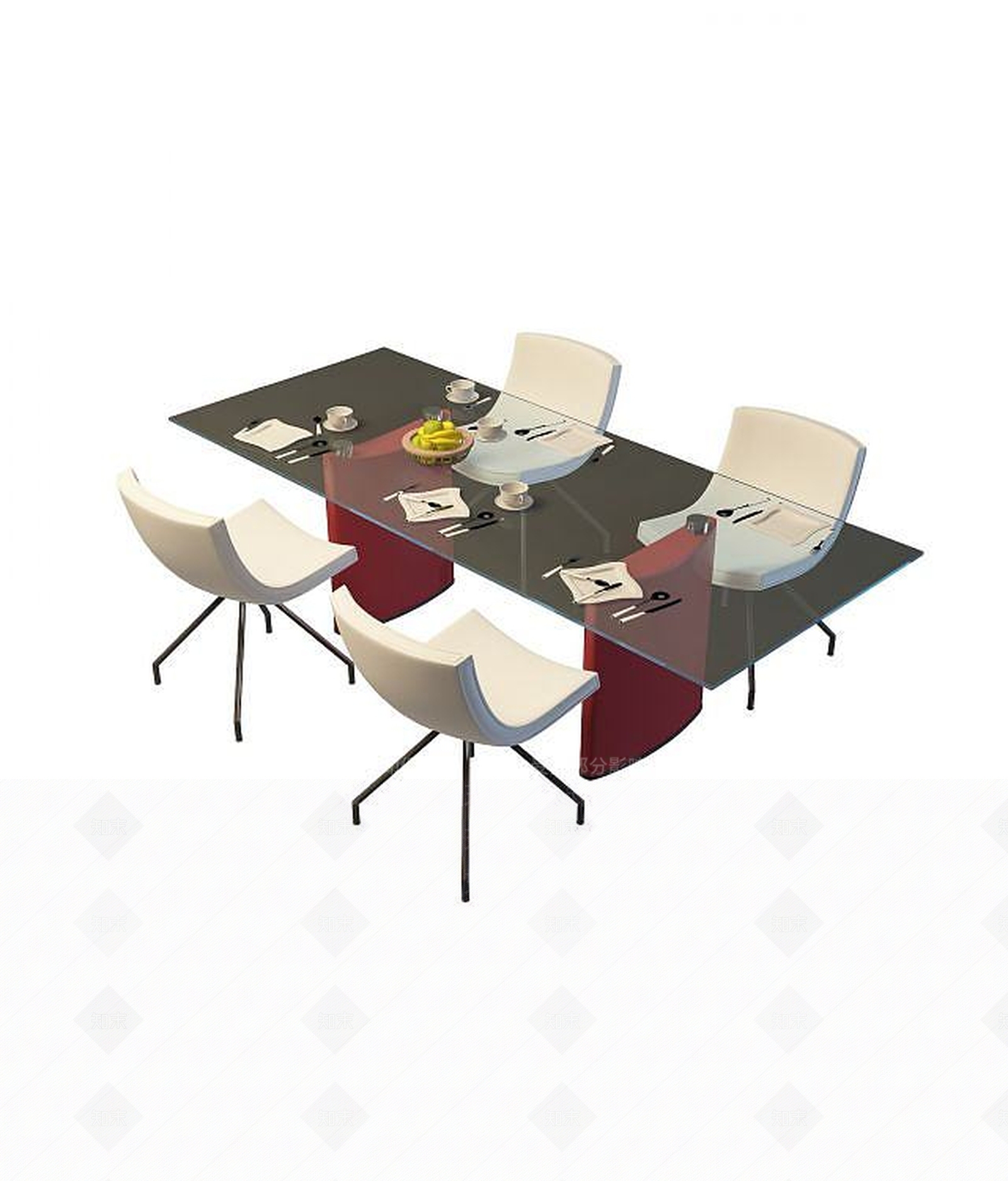 现代客厅四人餐桌椅3D模型下载【ID:1194048204】