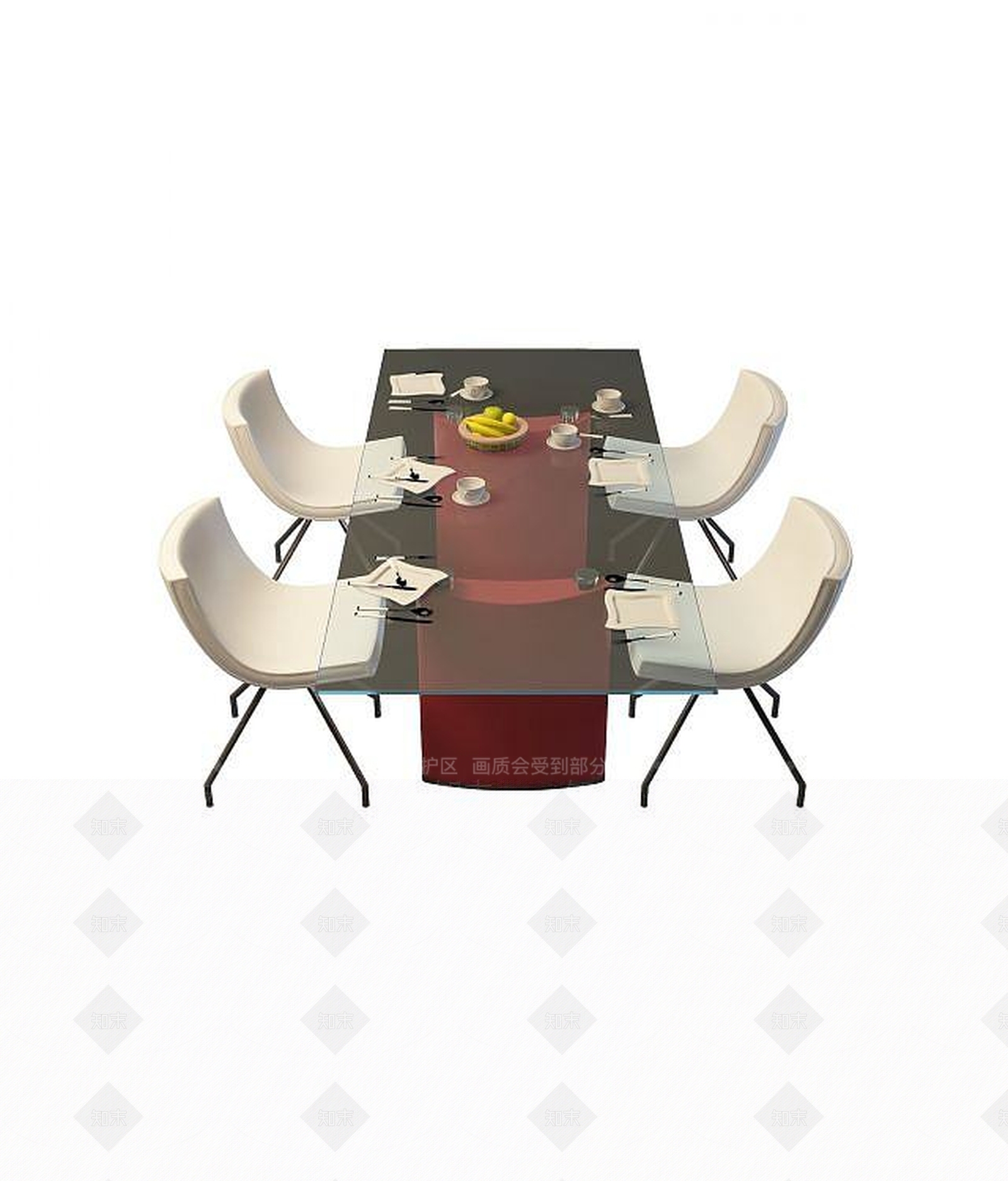 现代客厅四人餐桌椅3D模型下载【ID:1194048204】