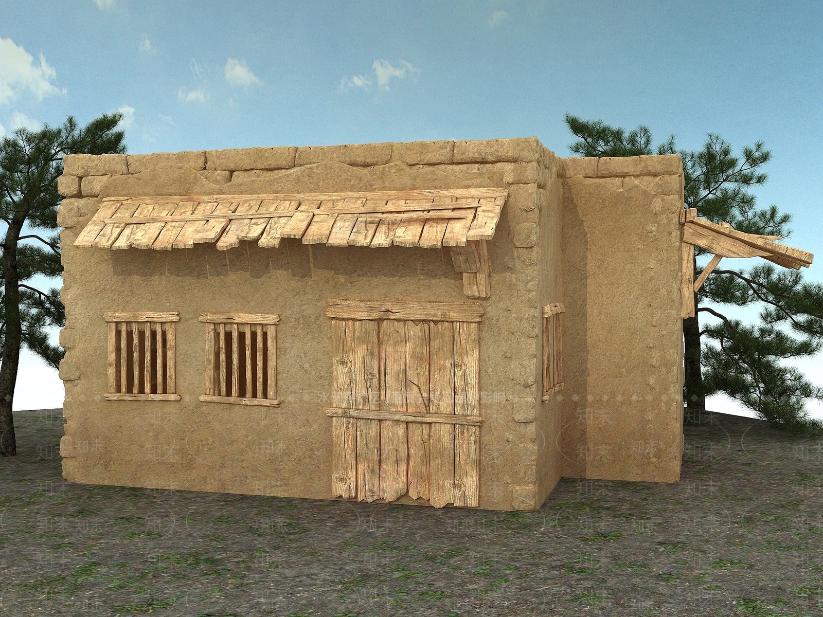现代中国乡村建筑土撑房3D模型下载【ID:1194050775】
