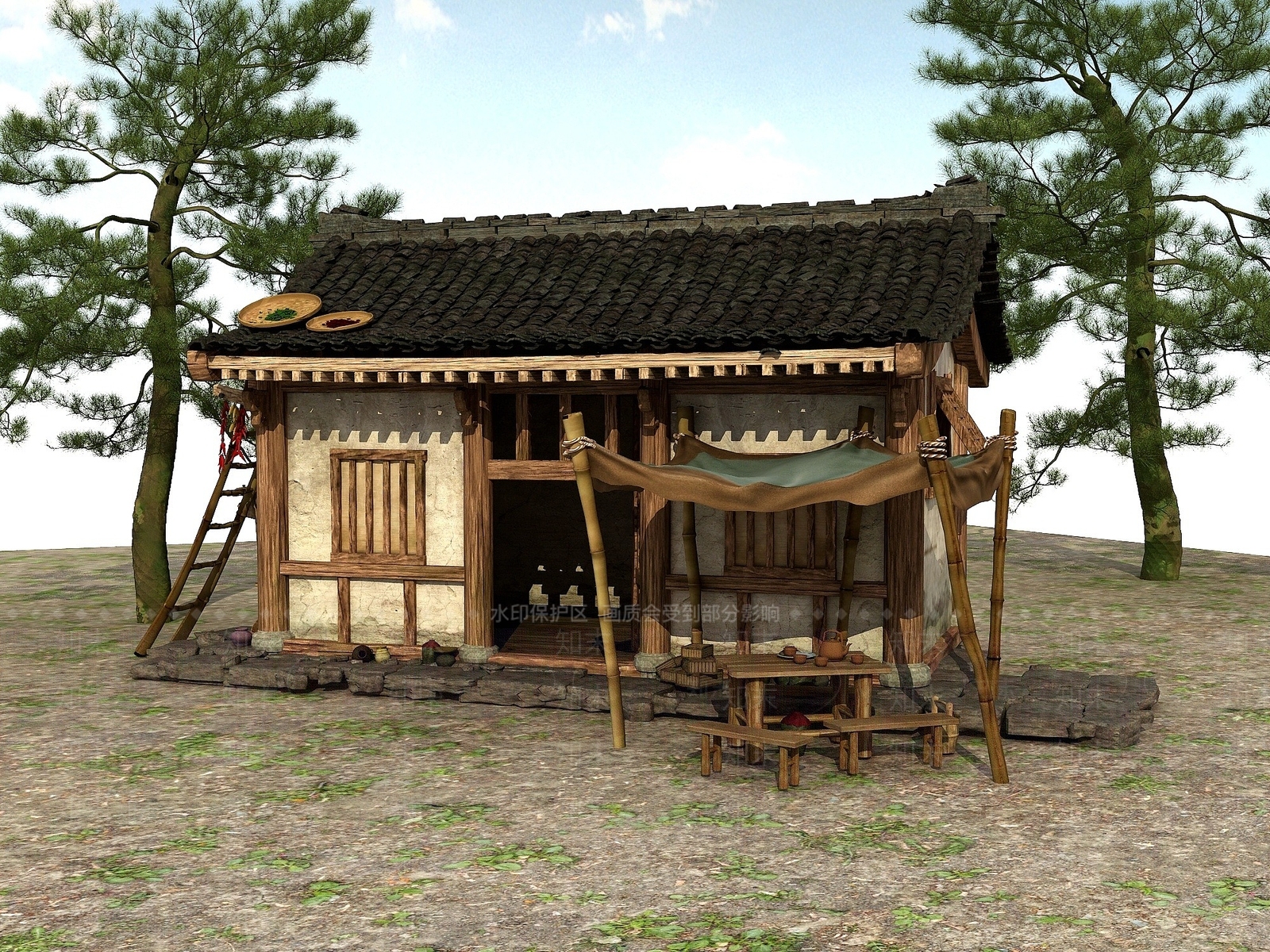 现代中国乡村建筑土撑房3D模型下载【ID:1194050992】