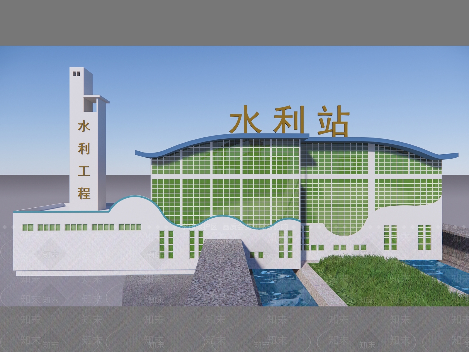 现代水利SU模型下载【ID:1194141237】