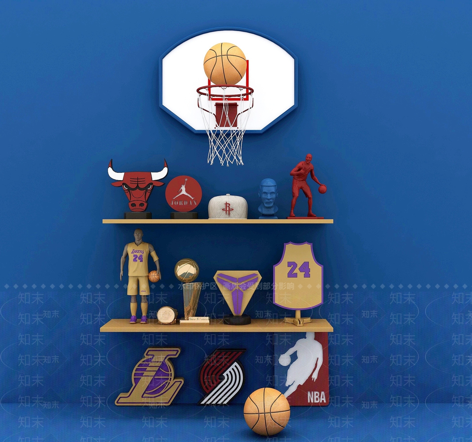 现代NBA篮球摆件3D模型下载【ID:1194052609】