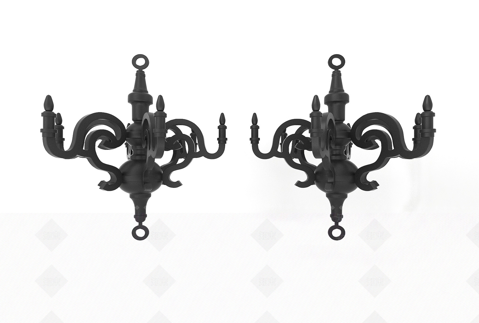 现代铁艺吊灯3D模型下载【ID:1194054321】