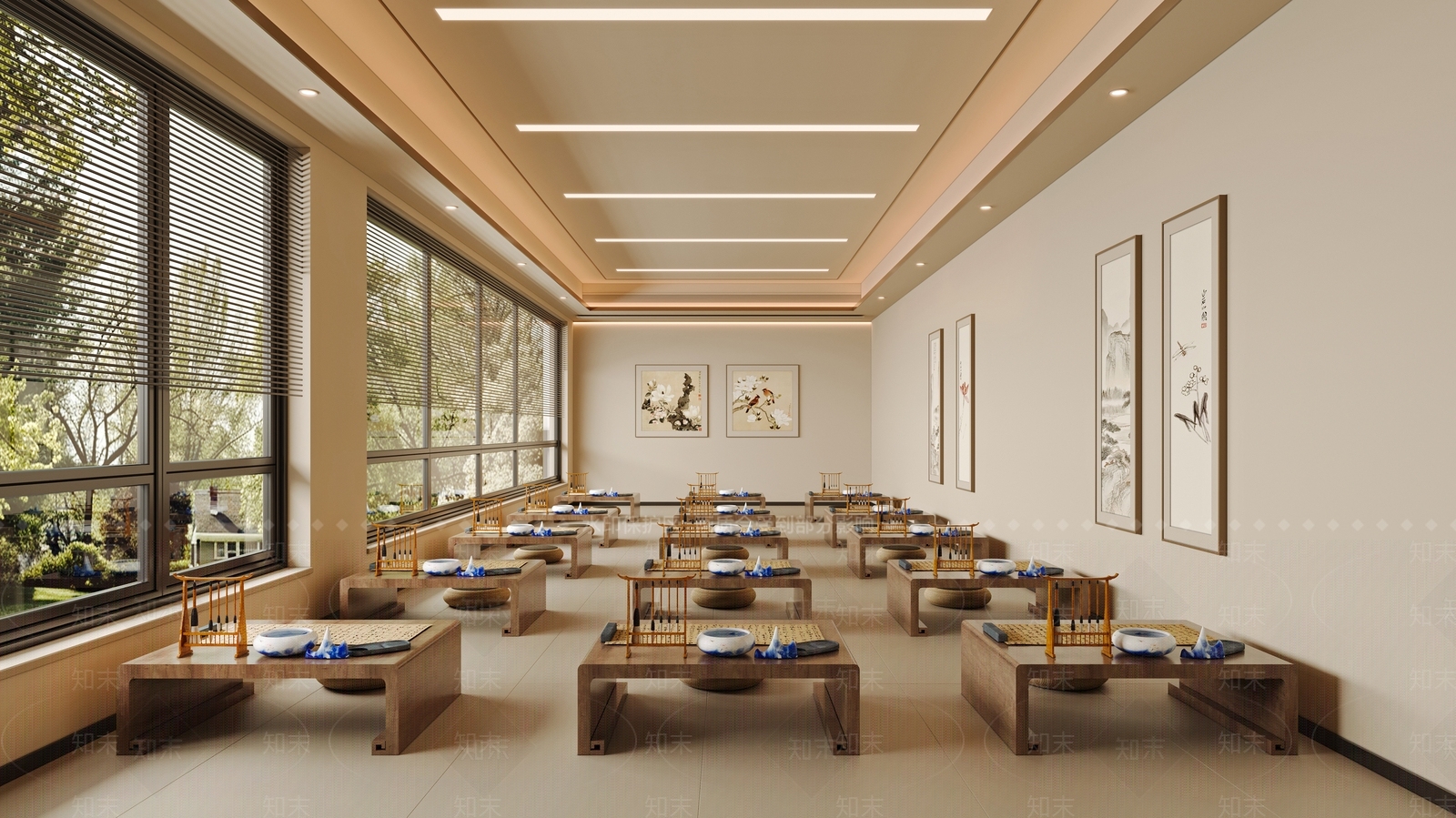 新中式现代教室3D模型下载【ID:1194056464】