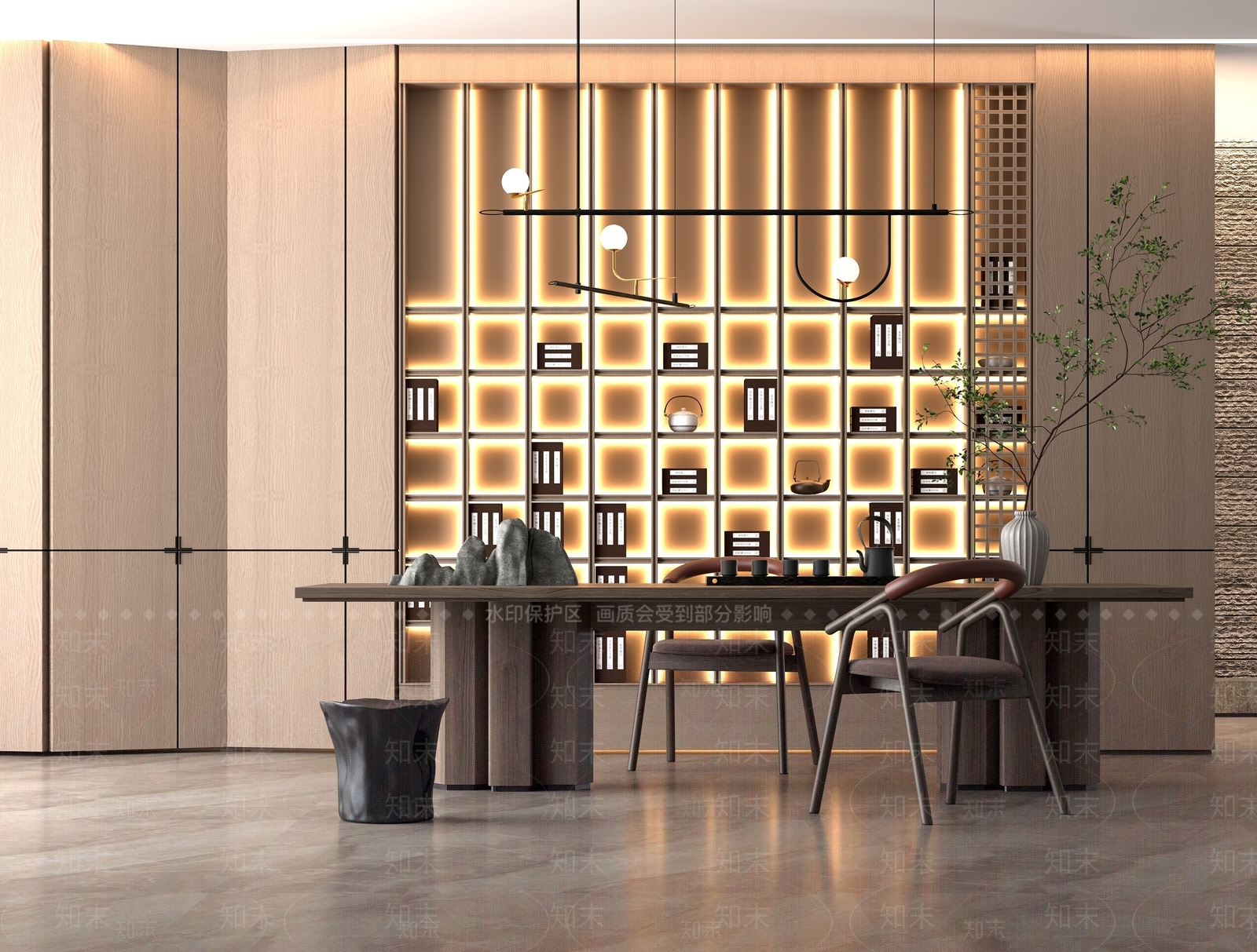 新中式实木茶桌椅3D模型下载【ID:1194060919】