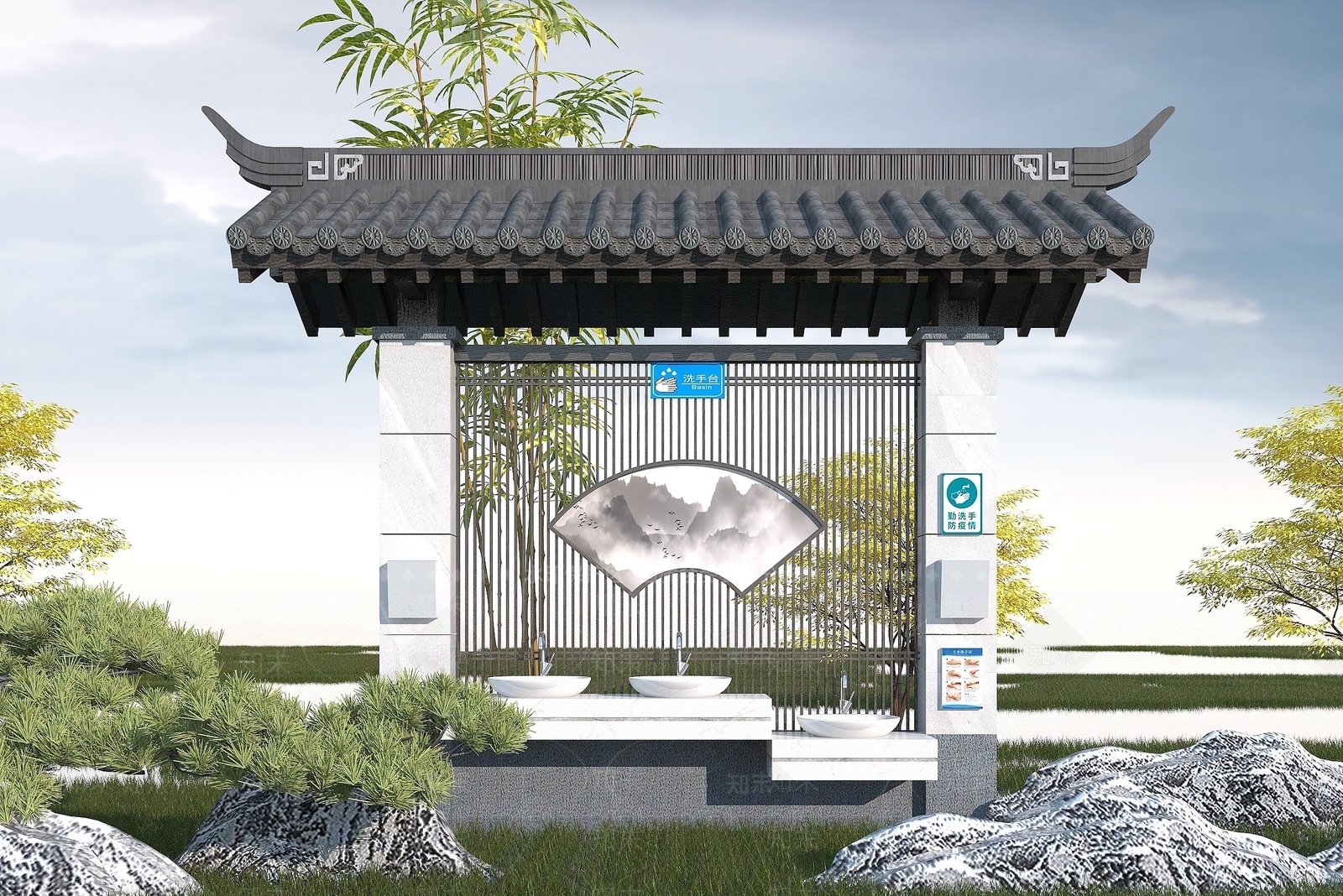 中式洗手台3D模型下载【ID:1194061190】