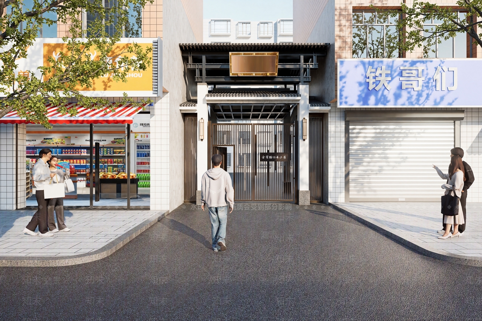 新中式中式入口大门SU模型下载【ID:1194063639】