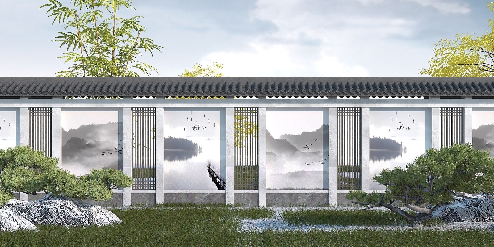 新中式围墙3D模型下载【ID:1194065468】