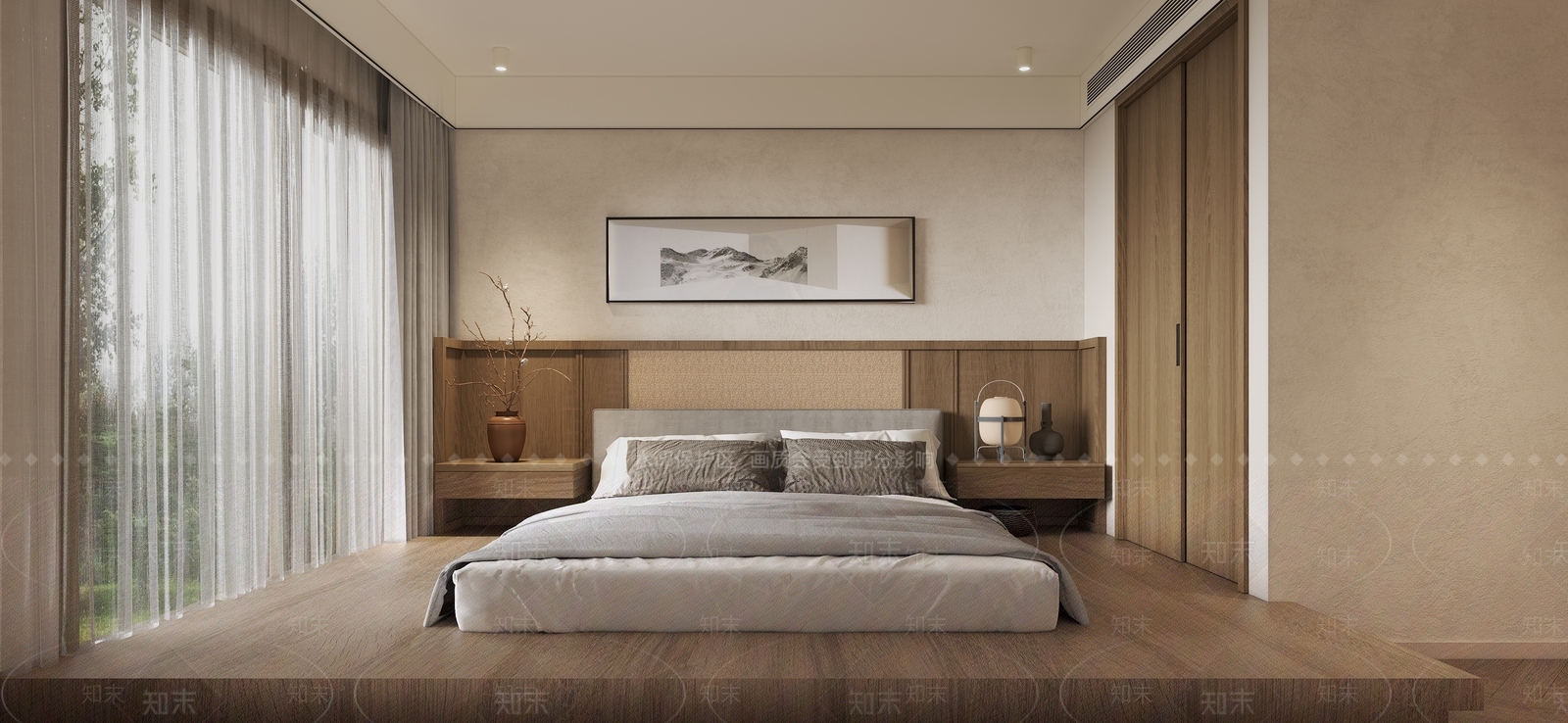 现代新中式家居卧室3D模型下载【ID:1194066490】