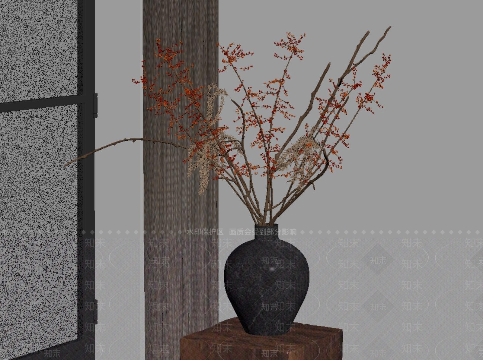 中古侘寂花艺SU模型下载【ID:1194068343】