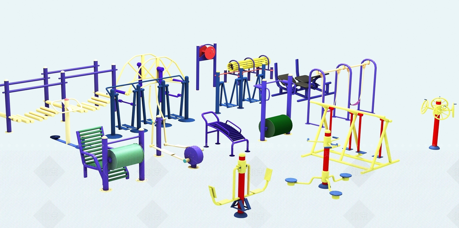 现代健身器材3D模型下载【ID:1194069581】