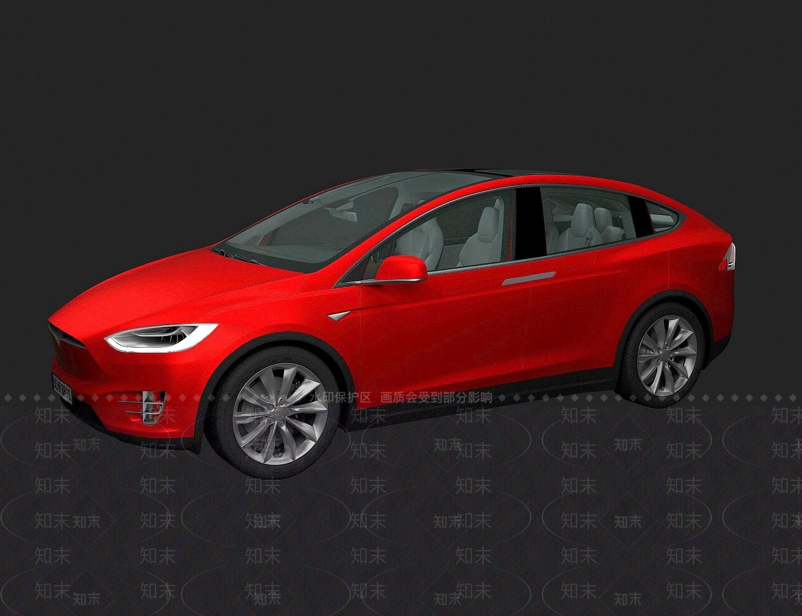现代红色特斯拉3D模型下载【ID:1194070364】
