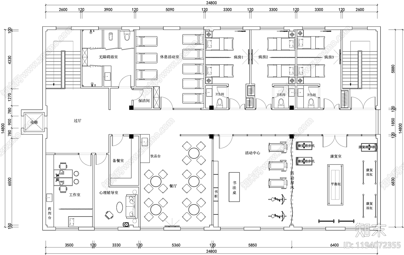 现代医院cad施工图下载【ID:1194072355】