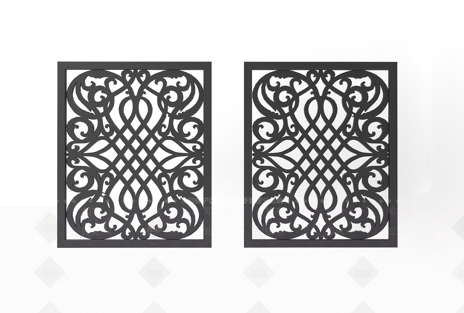 现代铁艺镂空隔断3D模型下载【ID:1194072484】