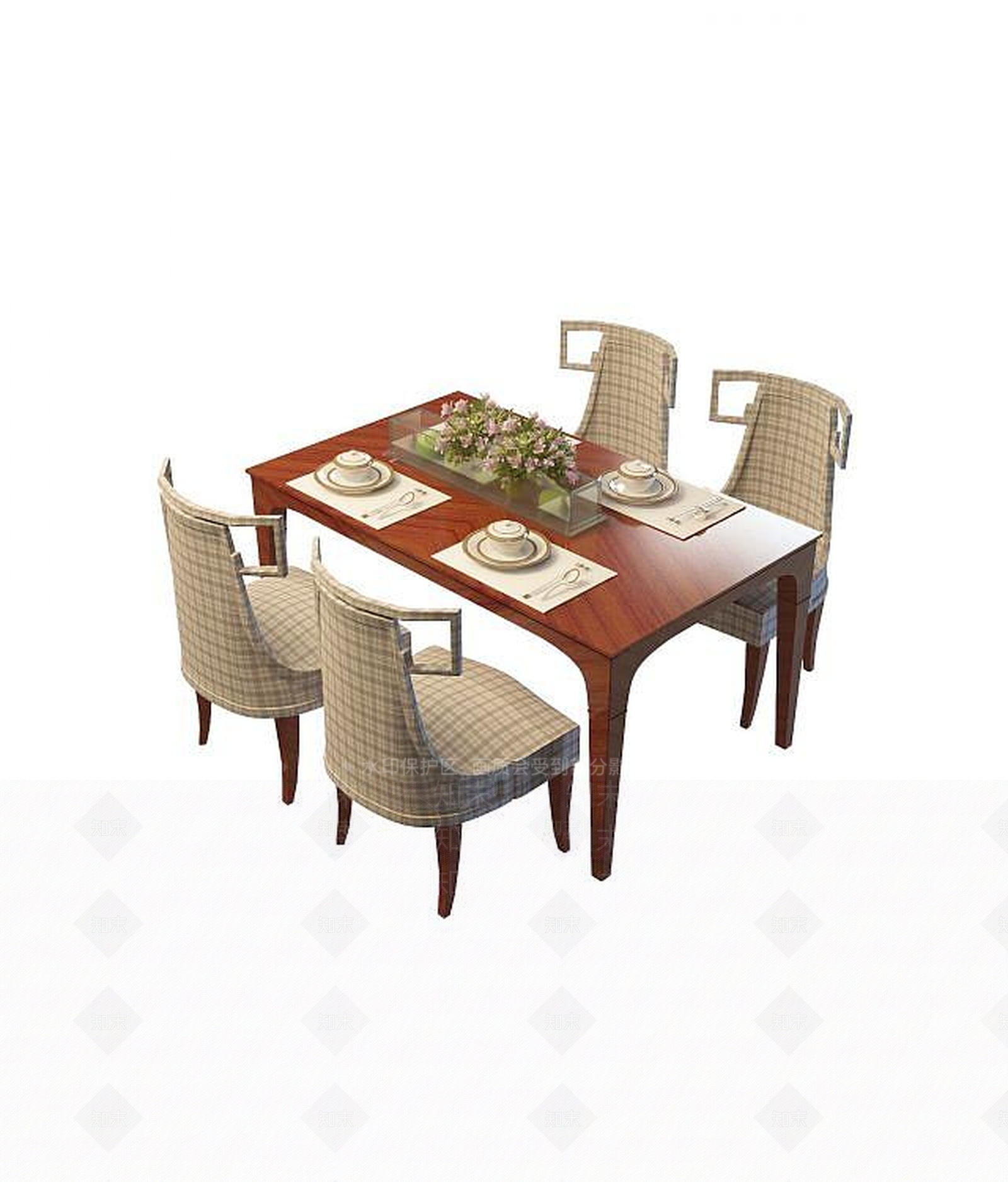 现代客厅餐桌椅3D模型下载【ID:1194072719】