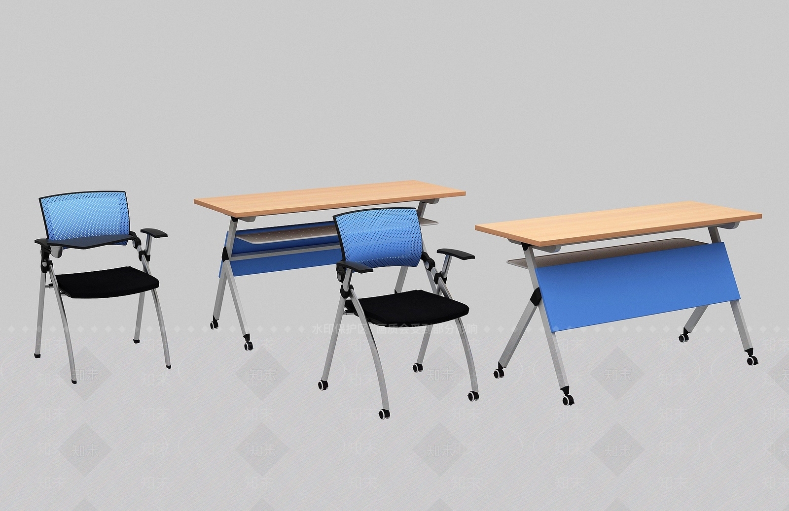 现代简约培训桌椅3D模型下载【ID:1194073708】