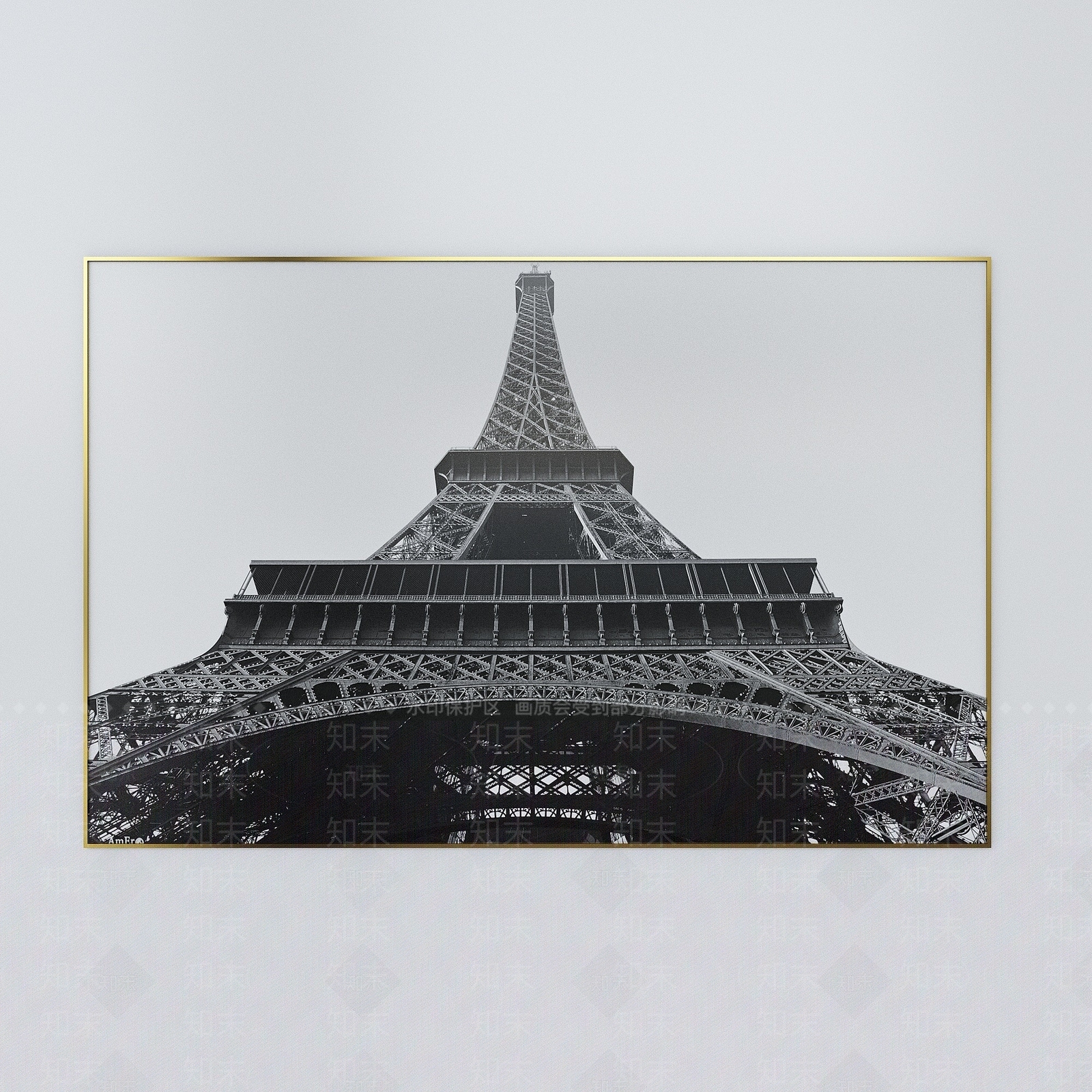 现代黑白埃菲尔铁塔装饰画3D模型下载【ID:1194074522】