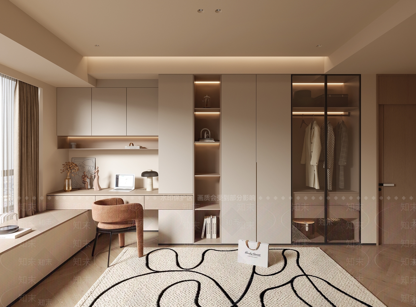 奶油衣柜3D模型下载【ID:1194092565】