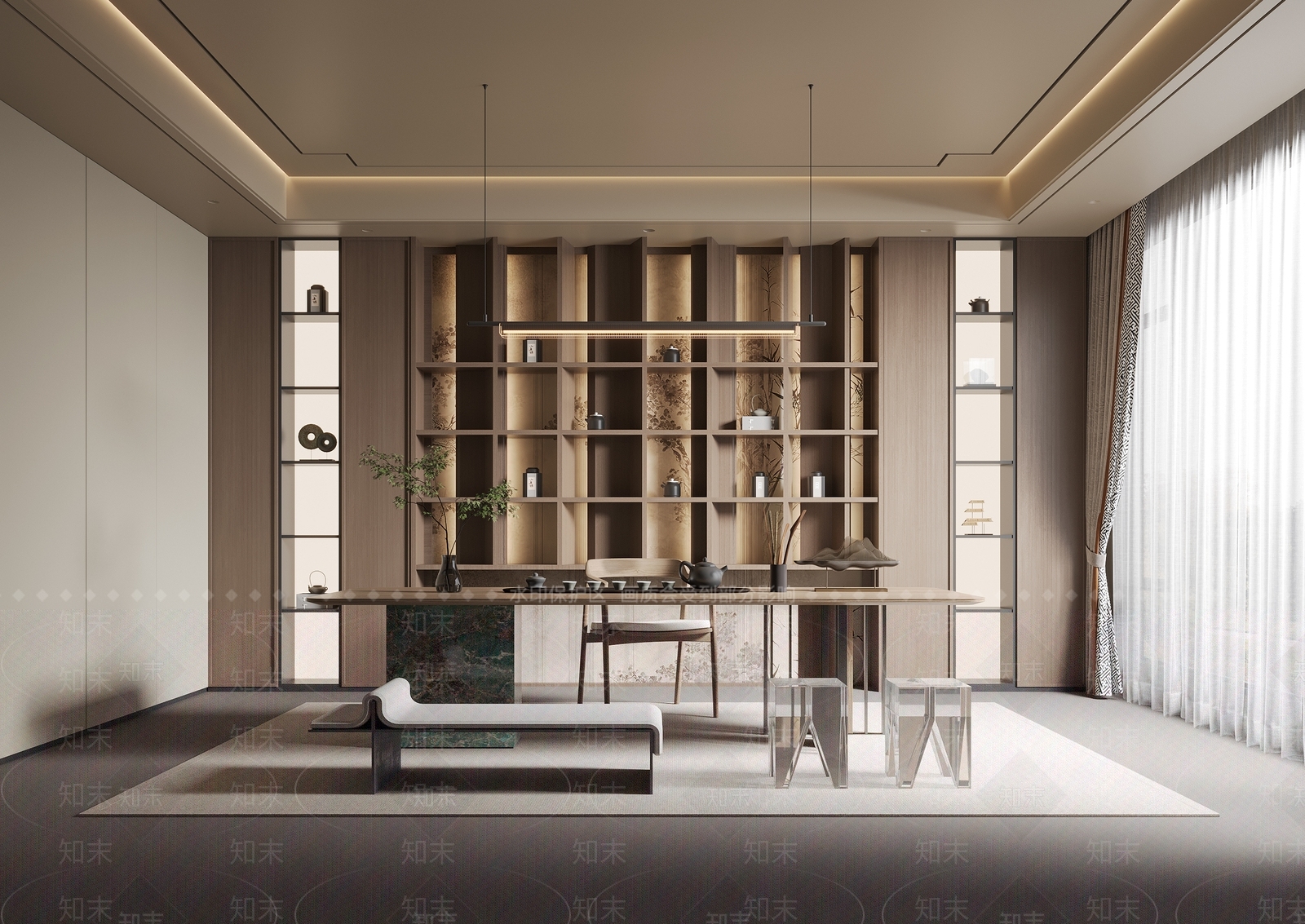 新中式茶室3D模型下载【ID:1194093065】