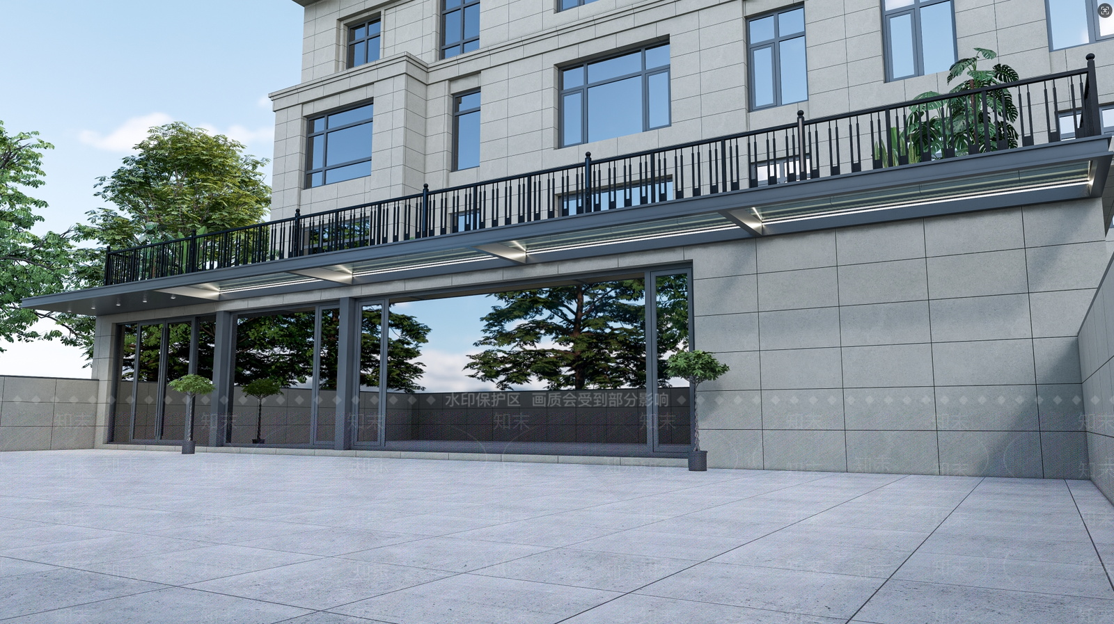 现代新中式办公景观SU模型下载【ID:1194094086】
