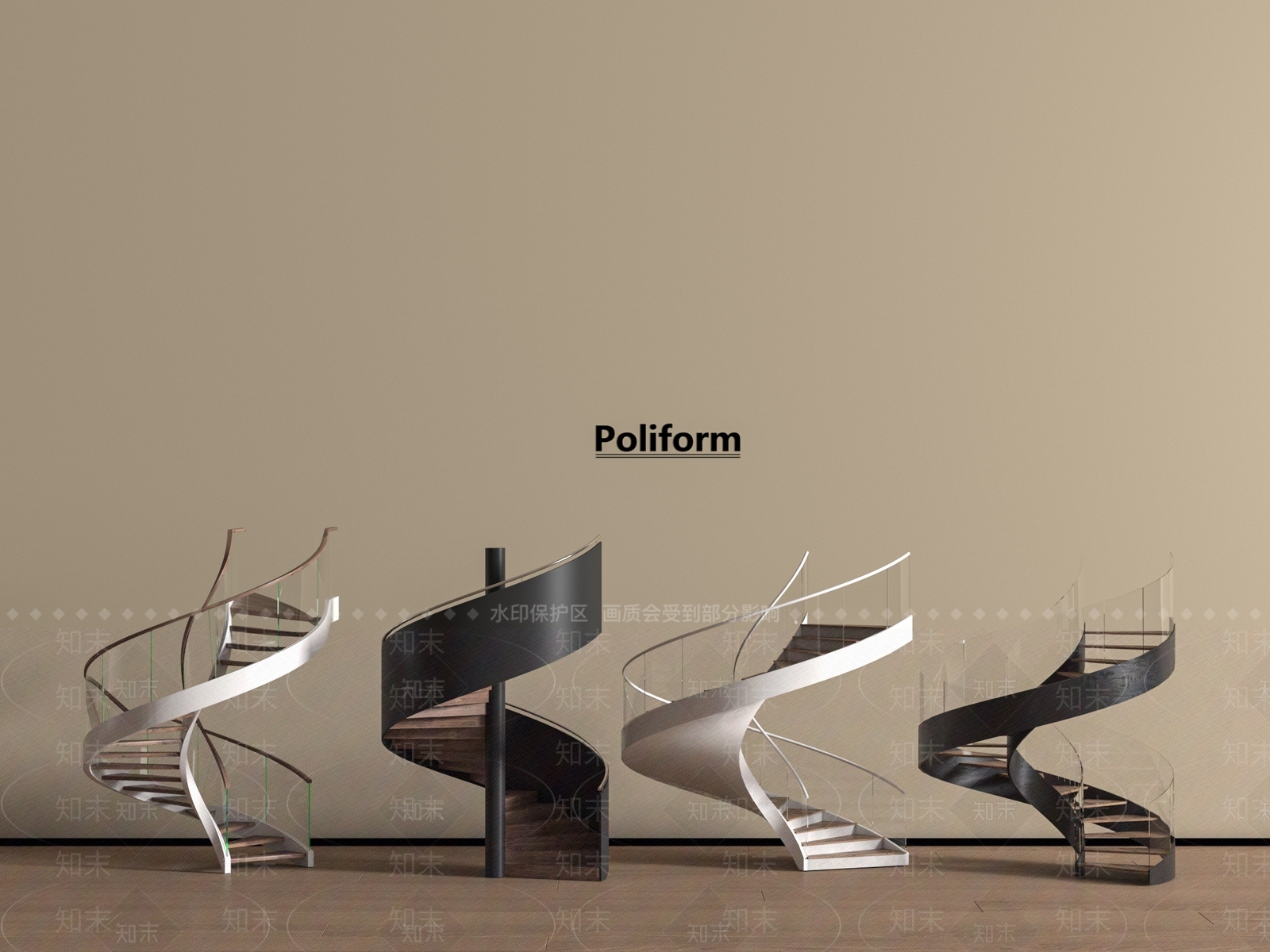 现代旋转楼梯SU模型下载【ID:1194094977】