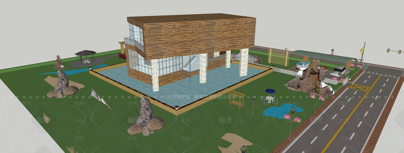 现代轻奢别墅SU模型下载【ID:1194096516】
