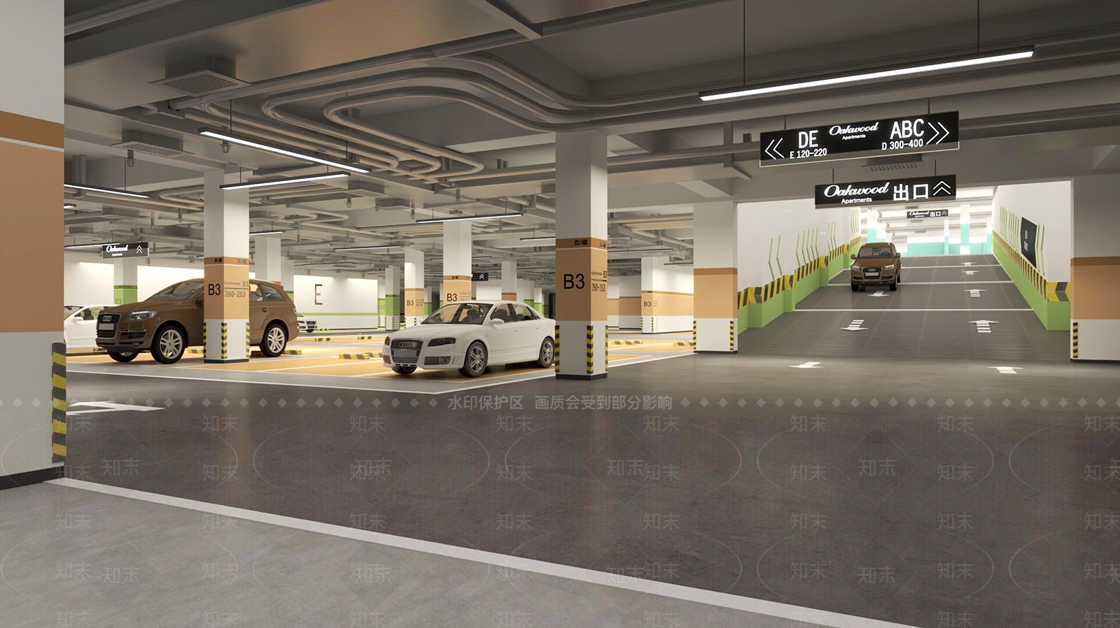 现代室内停车场3D模型下载【ID:1194097318】