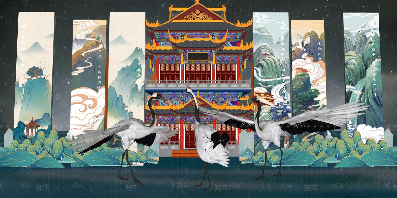 现代新中式雕塑小品SU模型下载【ID:1194099286】