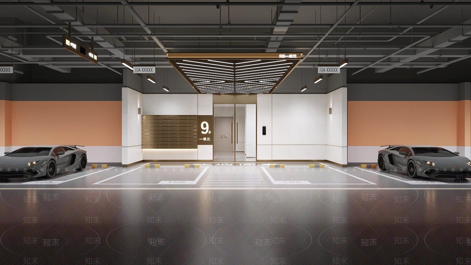 现代室内停车场3D模型下载【ID:1194099238】