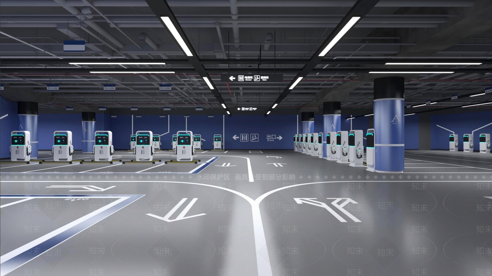 现代室内停车场3D模型下载【ID:1194099753】
