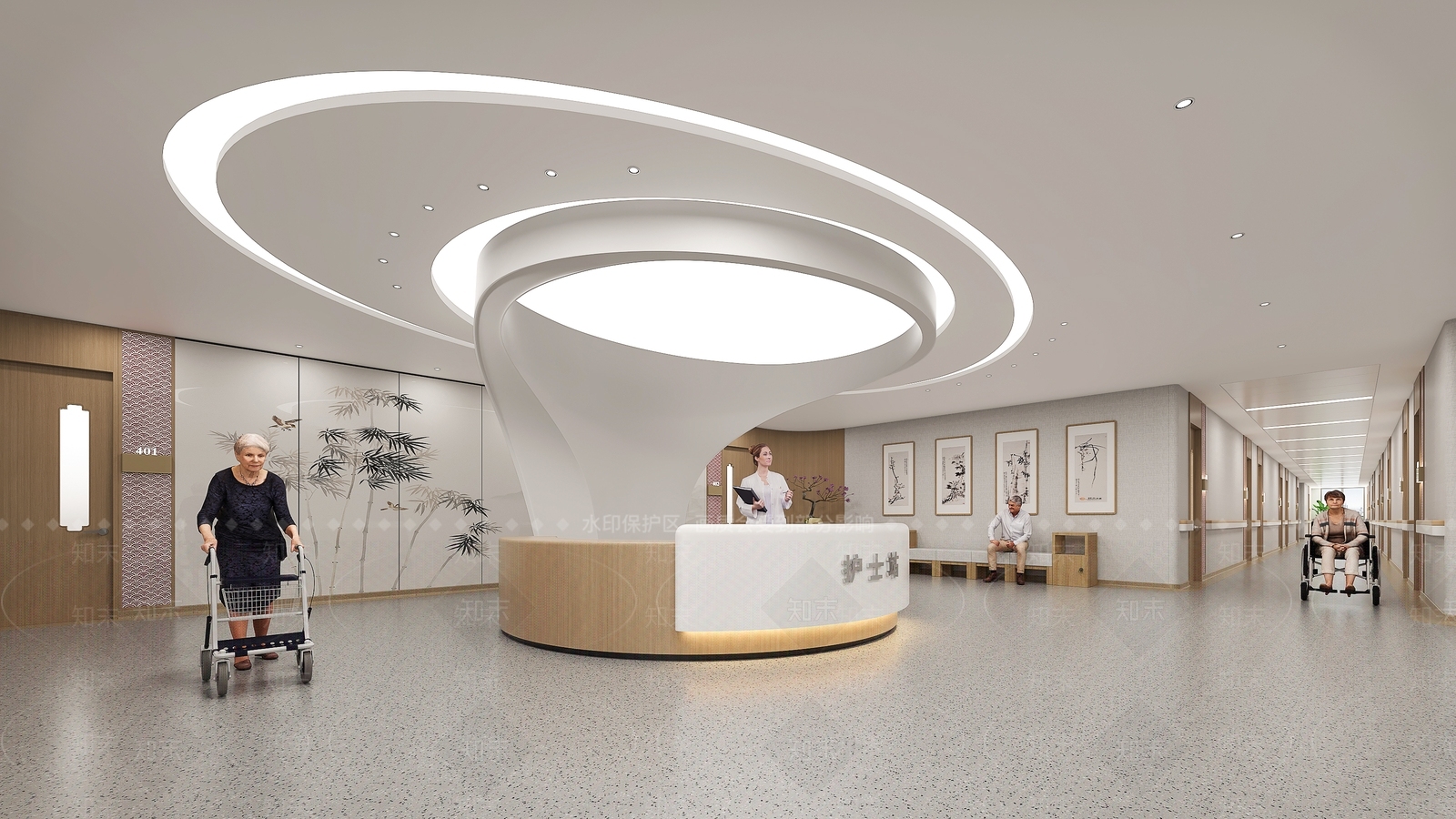 现代酒店走廊3D模型下载【ID:1215129244】