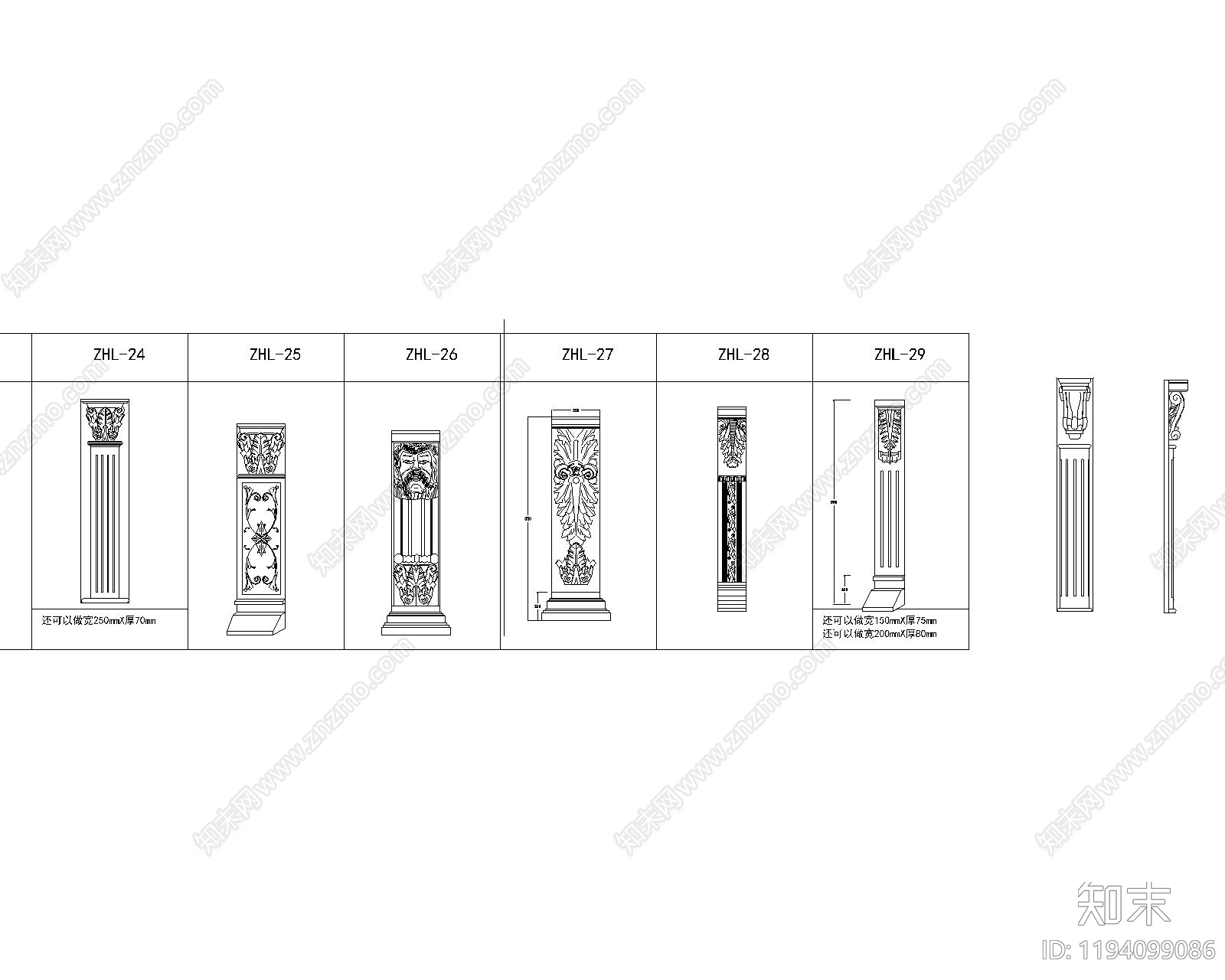 欧式综合硬装构件图库施工图下载【ID:1194099086】