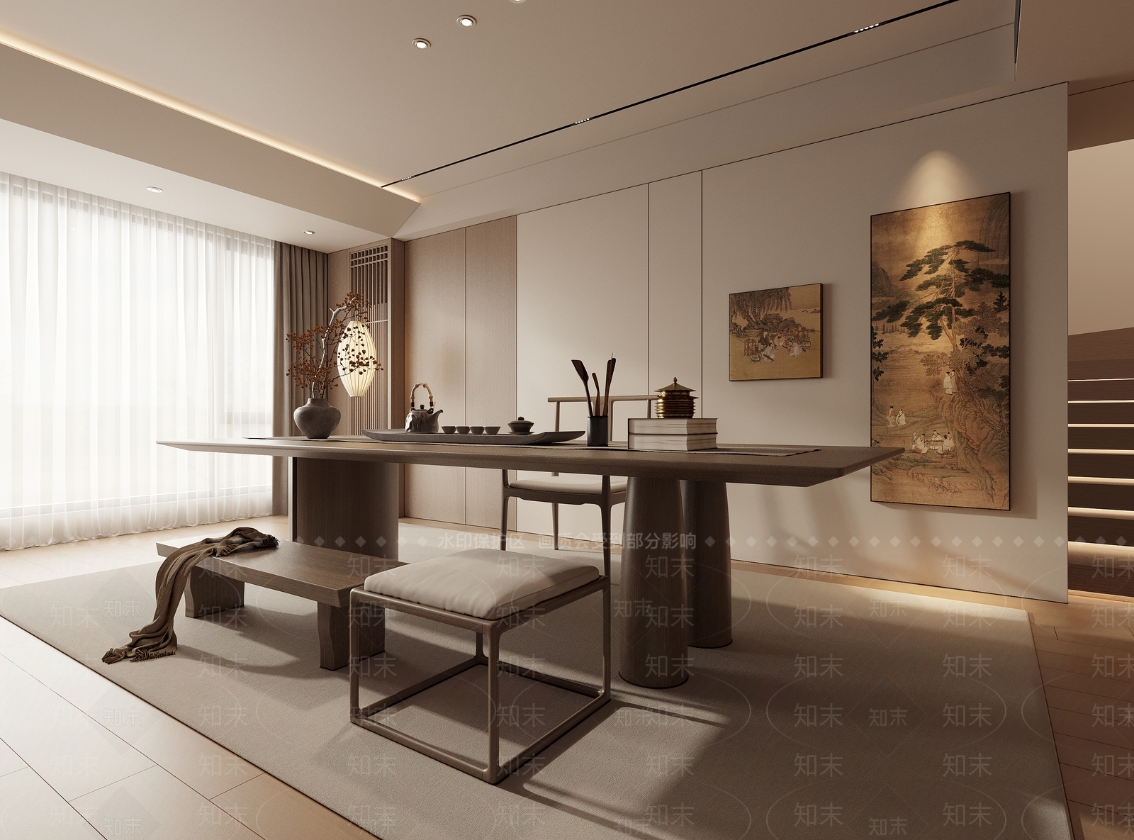 新中式中式茶室3D模型下载【ID:1194100641】