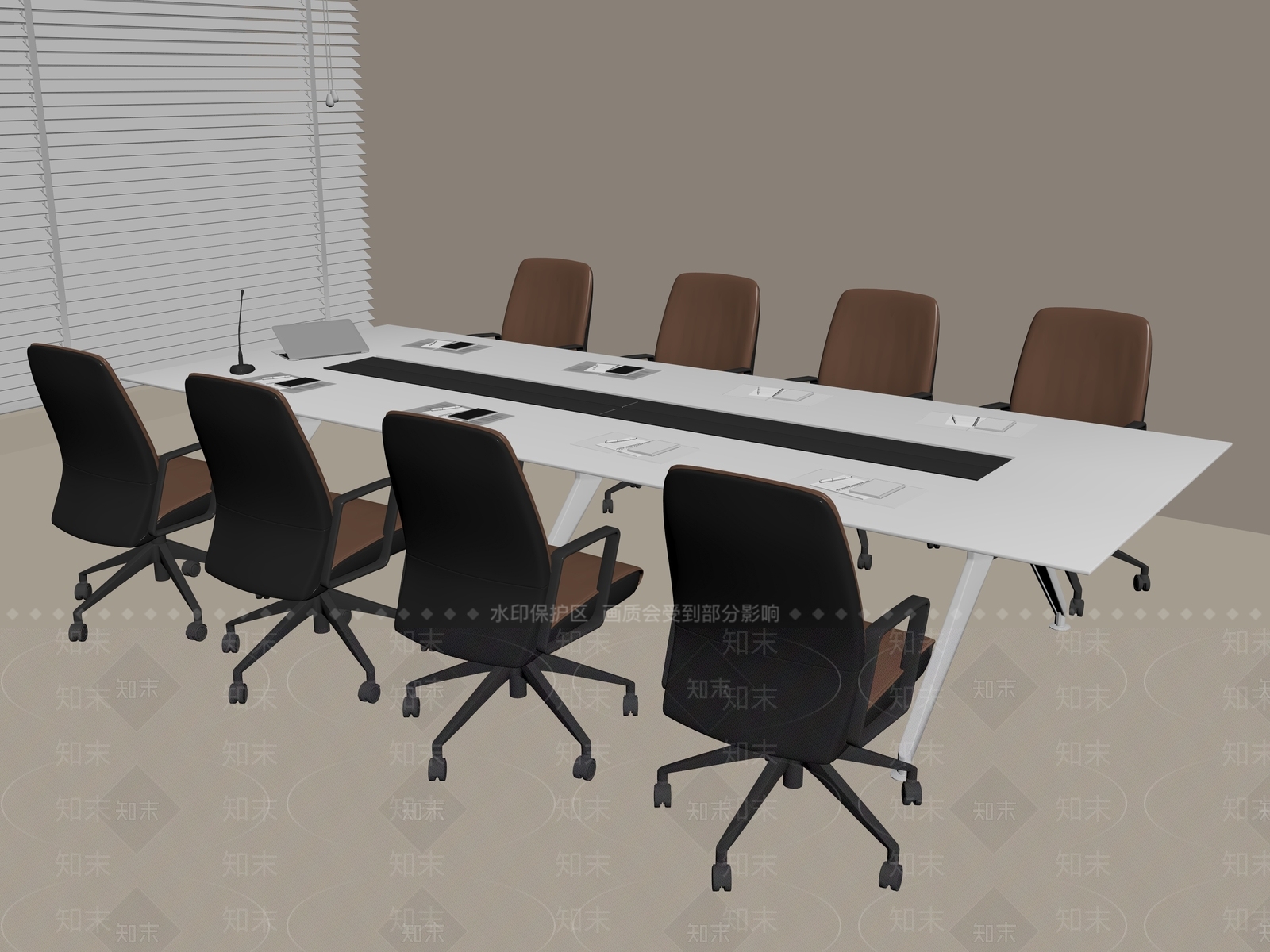 现代会议桌椅SU模型草图