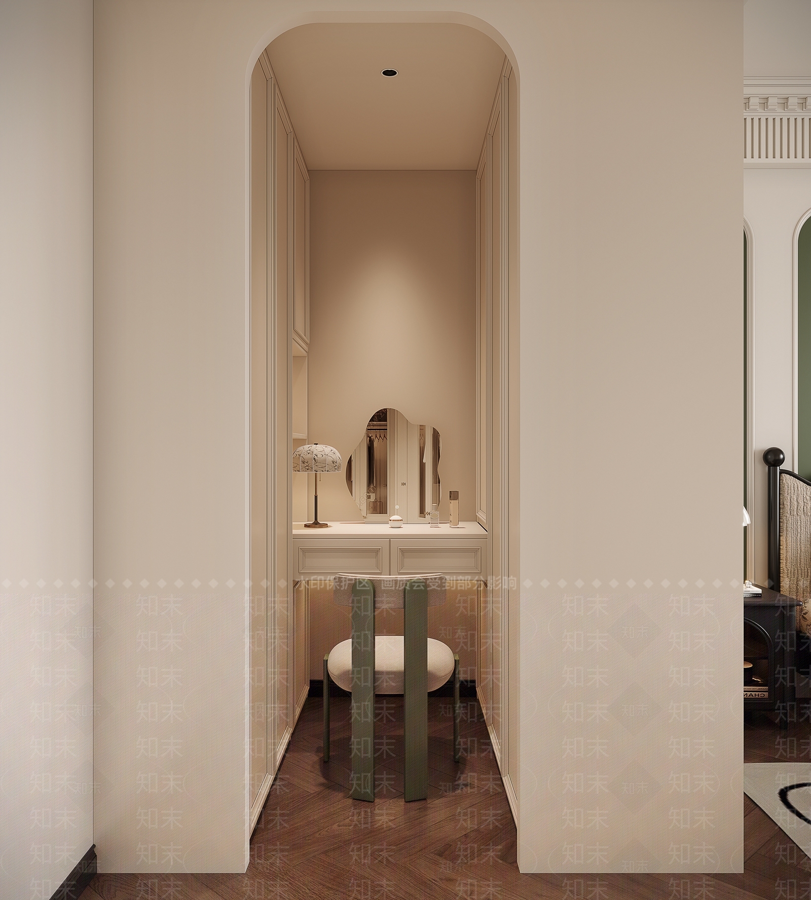 法式奶油衣帽间3D模型下载【ID:1194107588】