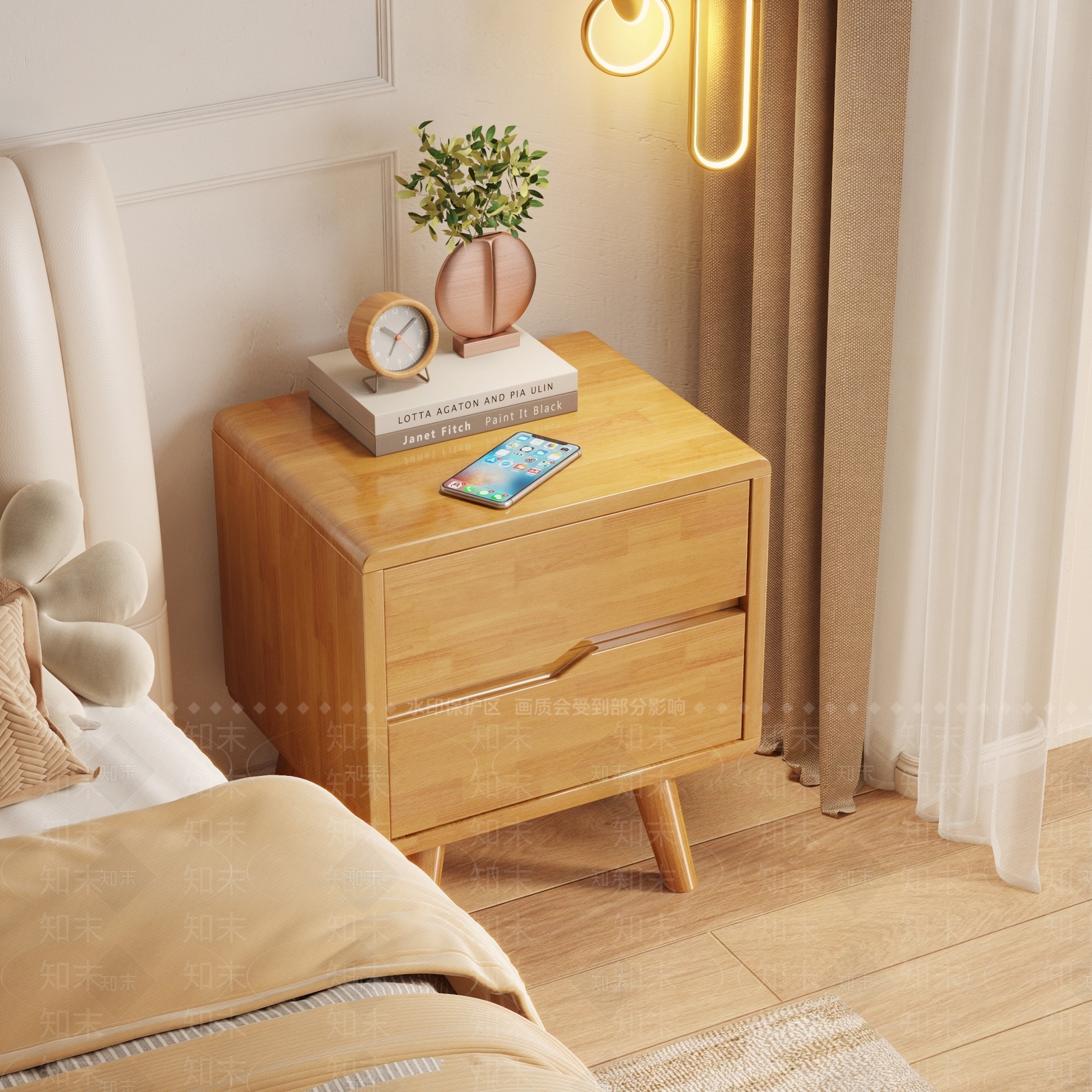 北欧原木床头柜3D模型下载【ID:1194114048】