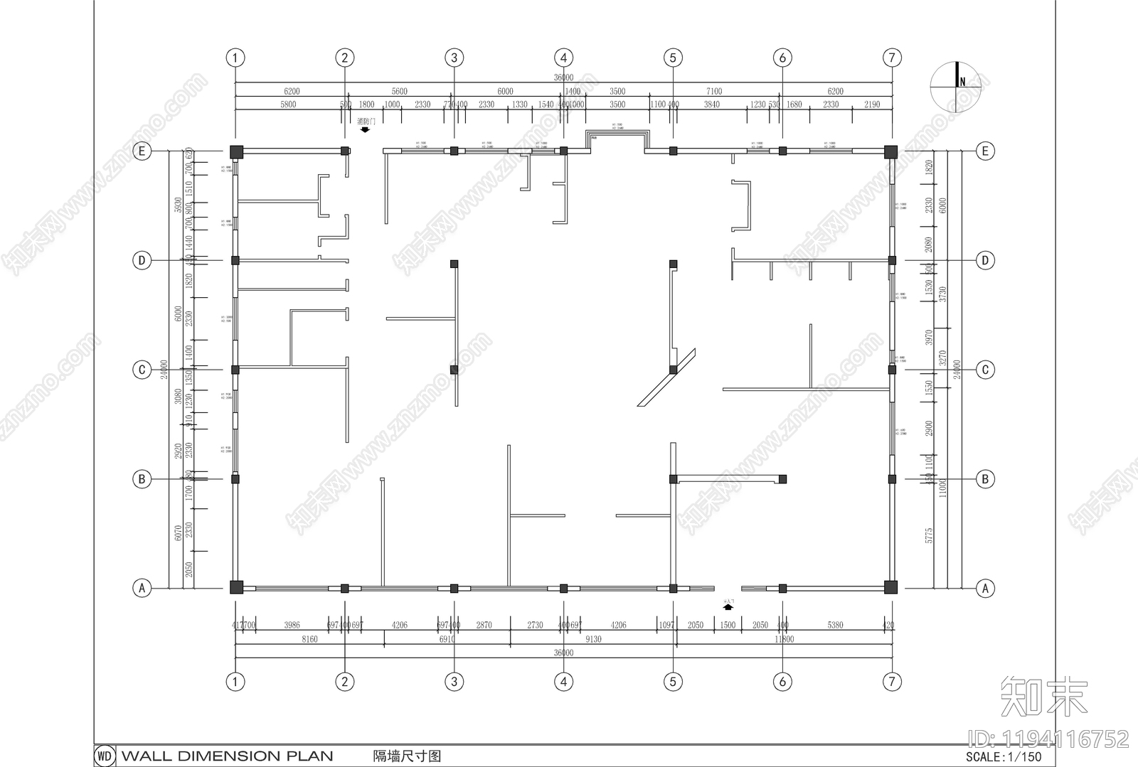 现代整体办公空间cad施工图下载【ID:1194116752】