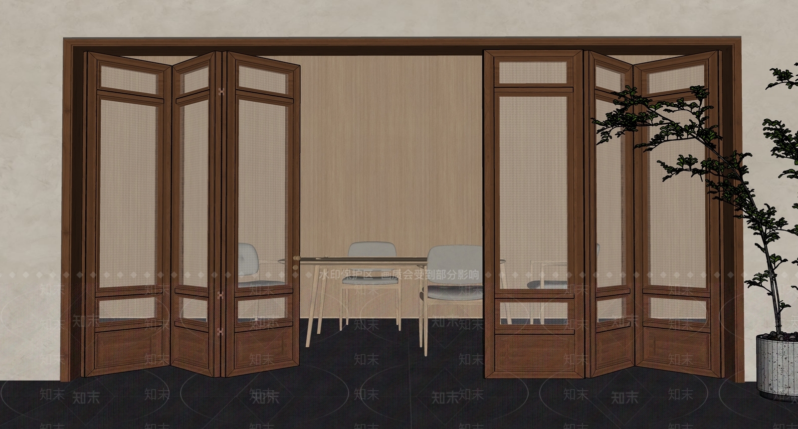 新中式美式折叠门SU模型下载【ID:1194117823】