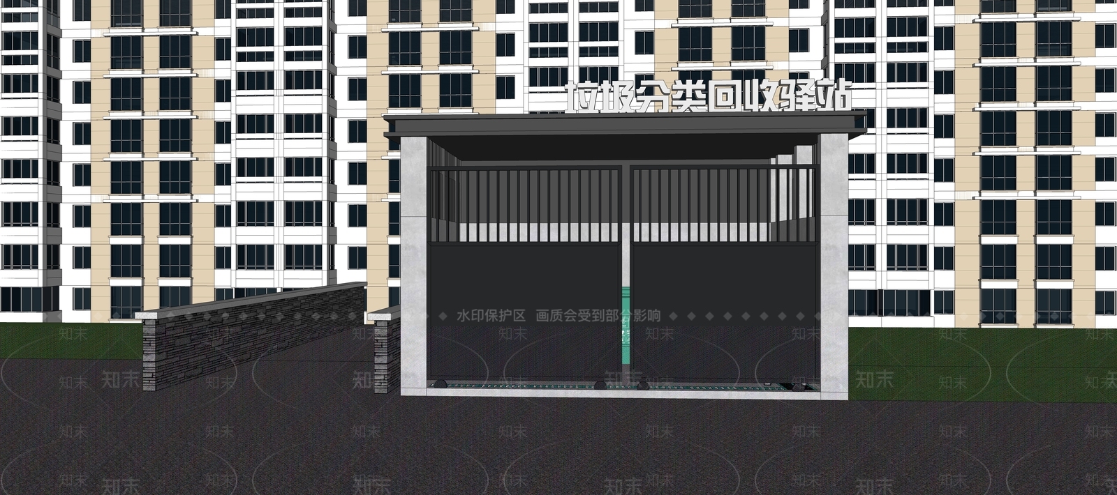 现代垃圾桶SU模型草图
