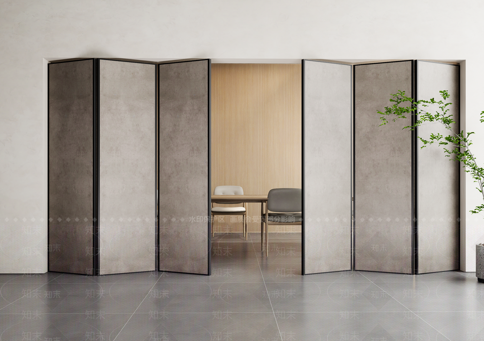 现代新中式折叠门SU模型下载【ID:1194118449】