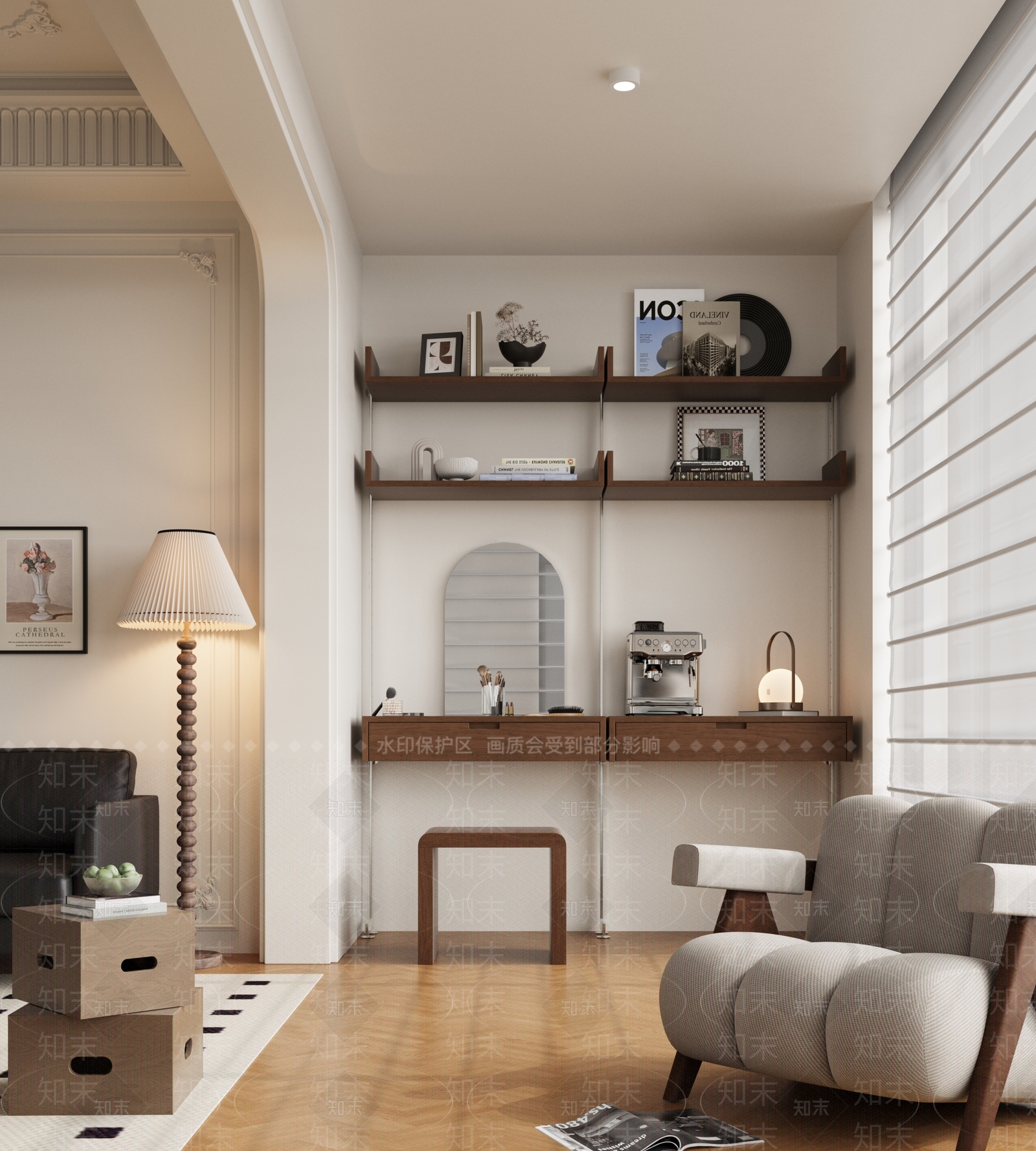 奶油侘寂阳台3D模型下载【ID:1194119104】