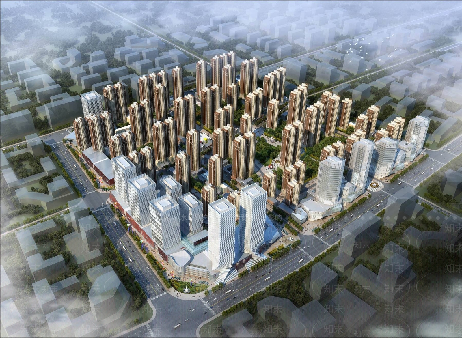 现代鸟瞰规划3D模型下载【ID:1194121494】