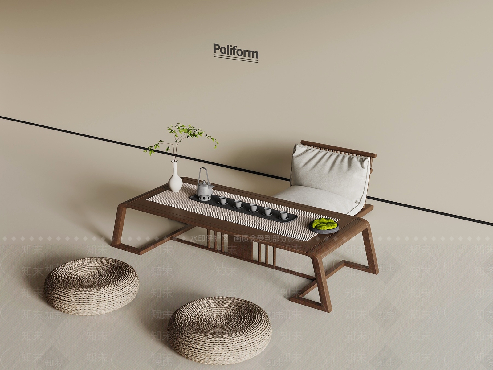 新中式茶桌椅3D模型下载【ID:1194130986】