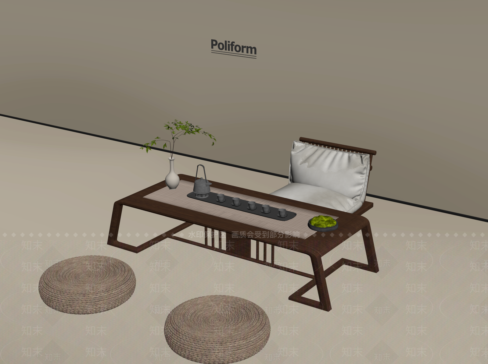 新中式茶桌椅SU模型下载【ID:1194131065】