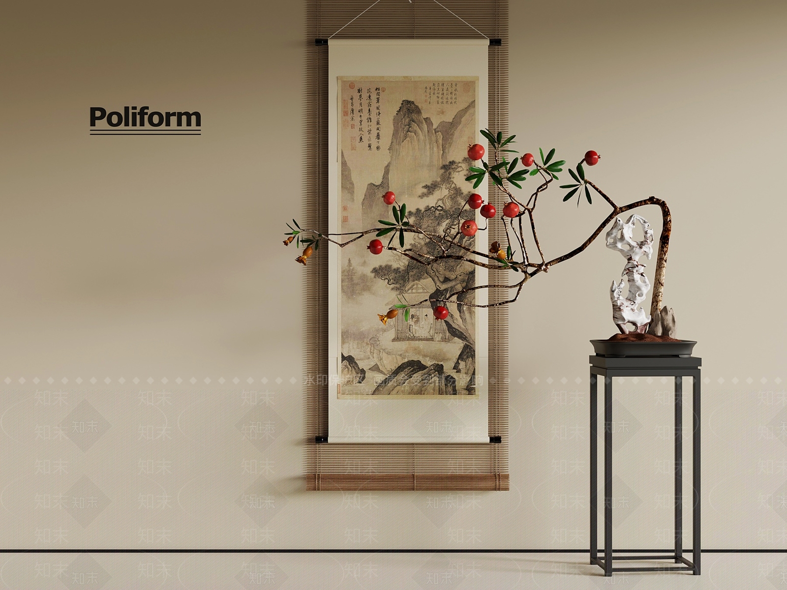 新中式花架3D模型下载【ID:1194131158】