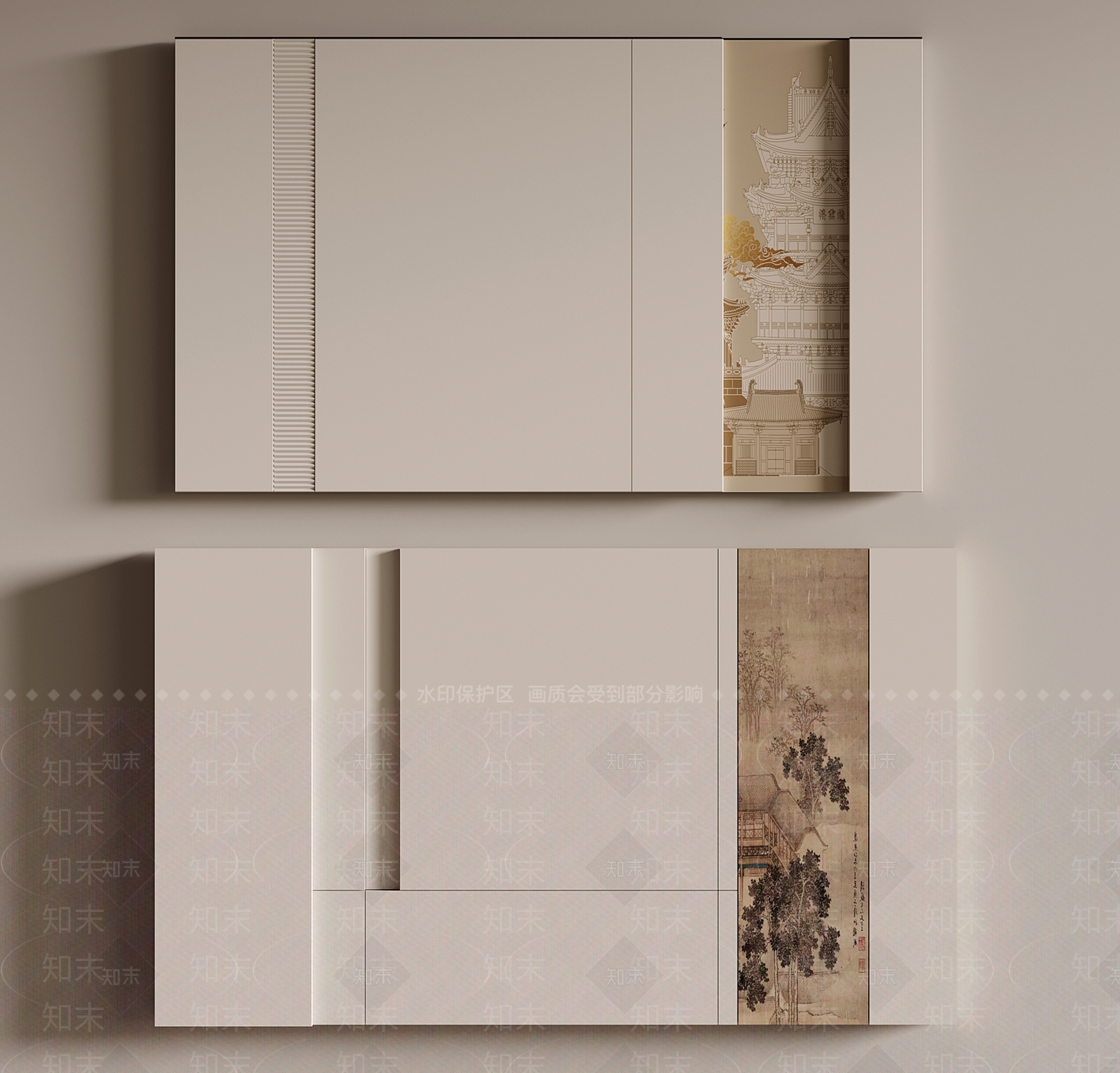 新中式沙发背景墙3D模型下载【ID:1194132150】