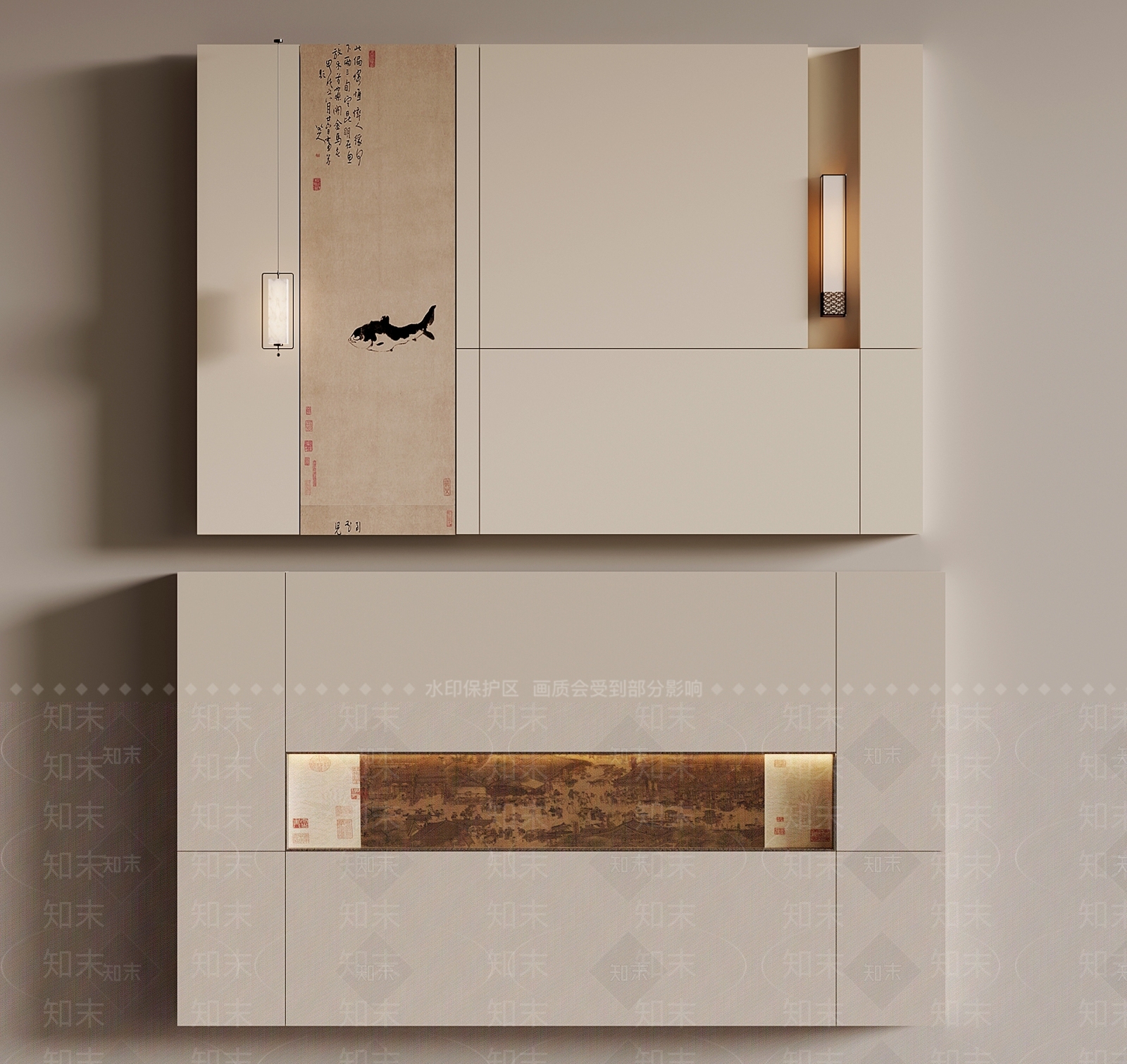 新中式沙发背景墙3D模型下载【ID:1194132393】