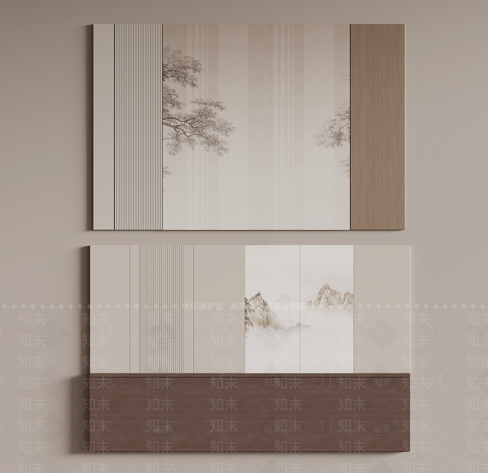 新中式沙发背景墙3D模型下载【ID:1194132535】